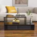 Modern Coffee Table Center Table Storage Cocktail Table Living Room Table Side Table with Unique Architectural Shape, White/Black-ModernLuxe