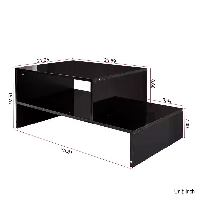 Tavolino Moderno da Salotto Tavolo Centrale Tavolino Contenitore Tavolino da Caffè Tavolino Laterale con Forma Architettonica Unica, Bianco/Nero-ModernLuxe
