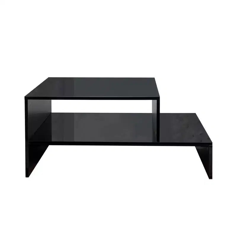 Tavolino Moderno da Salotto Tavolo Centrale Tavolino Contenitore Tavolino da Caffè Tavolino Laterale con Forma Architettonica Unica, Bianco/Nero-ModernLuxe