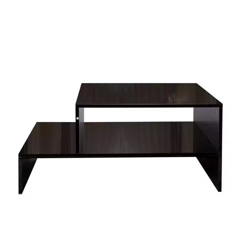Tavolino Moderno da Salotto Tavolo Centrale Tavolino Contenitore Tavolino da Caffè Tavolino Laterale con Forma Architettonica Unica, Bianco/Nero-ModernLuxe
