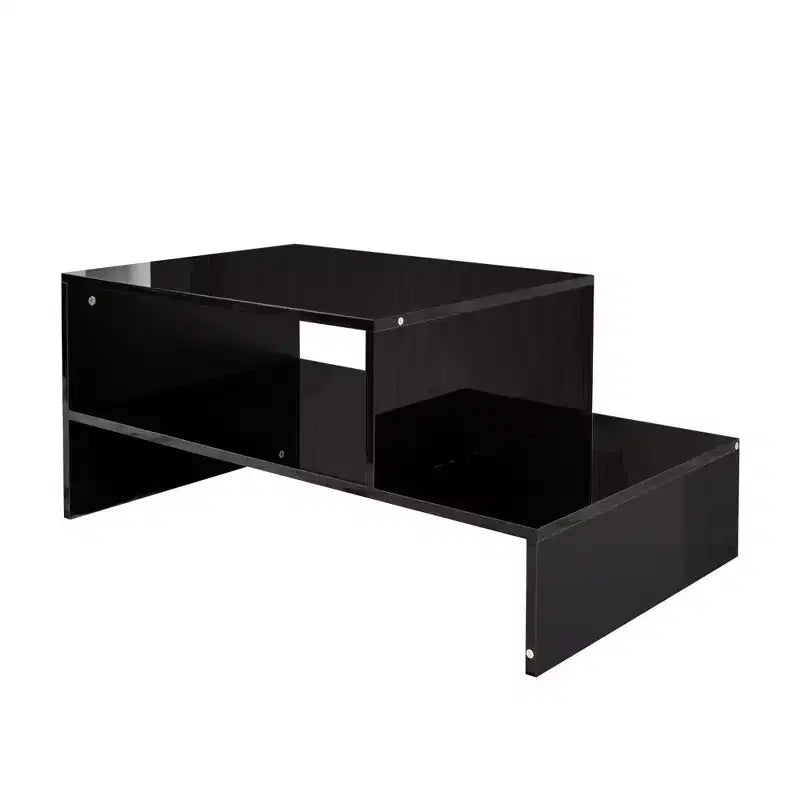 Tavolino Moderno da Salotto Tavolo Centrale Tavolino Contenitore Tavolino da Caffè Tavolino Laterale con Forma Architettonica Unica, Bianco/Nero-ModernLuxe