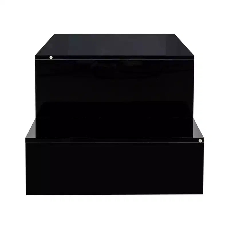 Tavolino Moderno da Salotto Tavolo Centrale Tavolino Contenitore Tavolino da Caffè Tavolino Laterale con Forma Architettonica Unica, Bianco/Nero-ModernLuxe