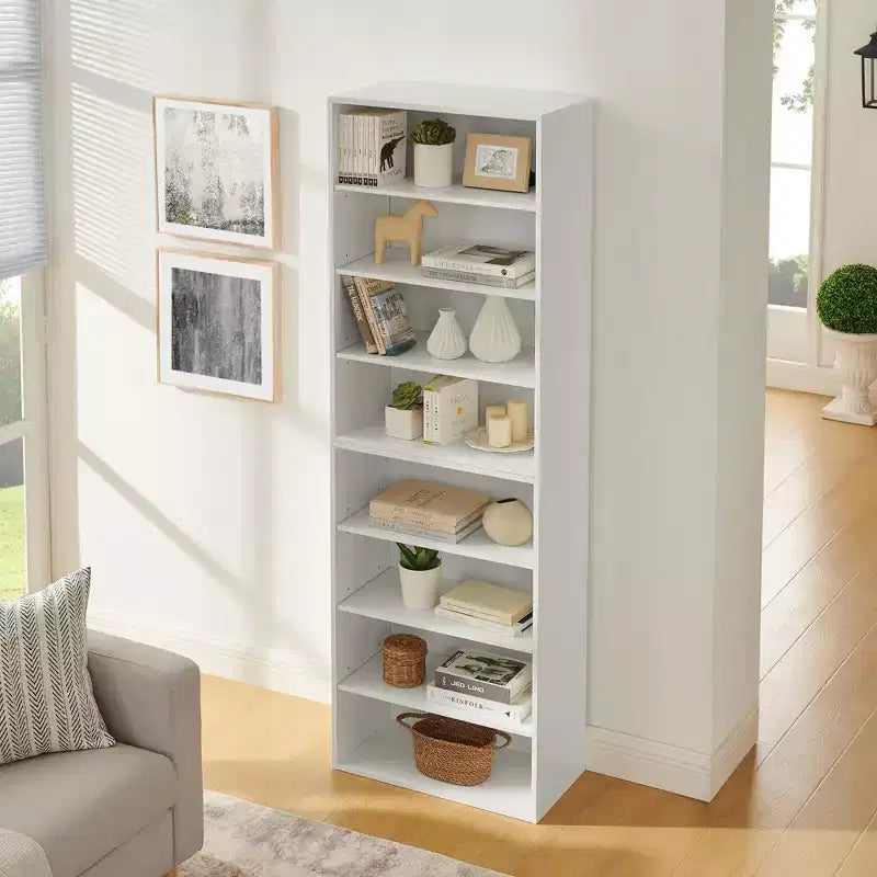 Libreria a 8 ripiani regolabili MAYEERTY, armadietto portaoggetti 2 in 1 staccabile per ufficio, soggiorno, camera da letto