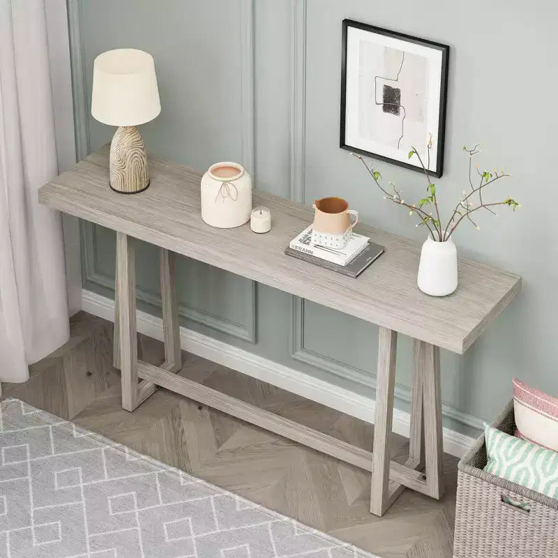Consolle Moderna per Ingresso, Soggiorno e Patio, Tavolo Rettangolare Elegante da Divano per Corridoio con Robusta Struttura in Legno - ModernLuxe