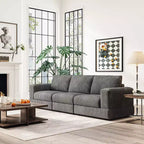 ATJafurn Modern Corduroy Sofa, Modular Sectional Upholstered Couch with Soft Pillows Backrest and Deep Seat for Living Room