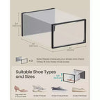 Set di 12 Scatole Porta Scarpe in Plastica Impilabili con Ante. Facile da Montare. 23,1x33,3x14,2 cm. Adatte per Scarpe fino al Numero 47 EU