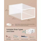 Set di 12 Scatole Porta Scarpe in Plastica Impilabili con Ante. Facile da Montare. 23,1x33,3x14,2 cm. Adatte per Scarpe fino al Numero 47 EU