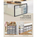 Set di 12 Scatole Porta Scarpe in Plastica Impilabili con Ante. Facile da Montare. 23,1x33,3x14,2 cm. Adatte per Scarpe fino al Numero 47 EU