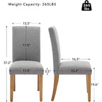 Sedie da pranzo moderne in tessuto, set da 2, schienale curvo imbottito, gambe in legno e capacità di 120 kg, per cucina/sala da pranzo