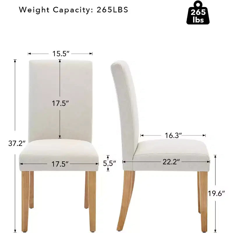 Sedie da pranzo moderne in tessuto, set da 2, schienale curvo imbottito, gambe in legno e capacità di 120 kg, per cucina/sala da pranzo