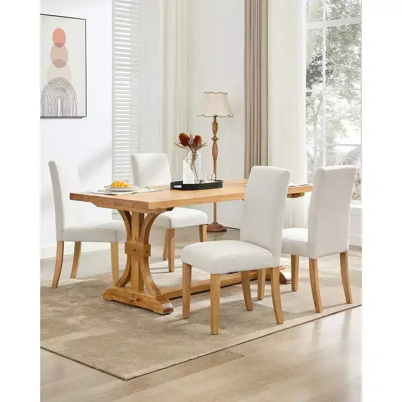 Sedie da pranzo moderne in tessuto, set da 2, schienale curvo imbottito, gambe in legno e capacità di 120 kg, per cucina/sala da pranzo