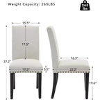 Sedie da pranzo moderne in tessuto, set da 2, schienale curvo imbottito, gambe in legno e capacità di 120 kg, per cucina/sala da pranzo