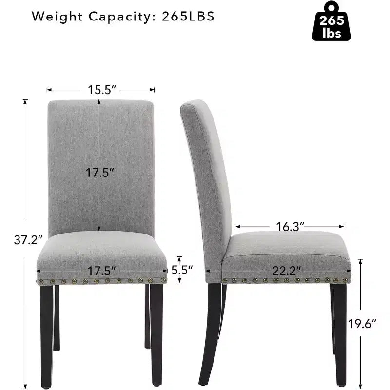 Sedie da pranzo moderne in tessuto, set da 2, schienale curvo imbottito, gambe in legno e capacità di 120 kg, per cucina/sala da pranzo