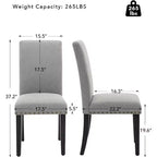Sedie da pranzo moderne in tessuto, set da 2, schienale curvo imbottito, gambe in legno e capacità di 120 kg, per cucina/sala da pranzo