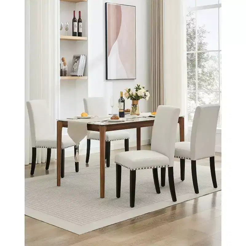 Sedie da pranzo moderne in tessuto, set da 2, schienale curvo imbottito, gambe in legno e capacità di 120 kg, per cucina/sala da pranzo