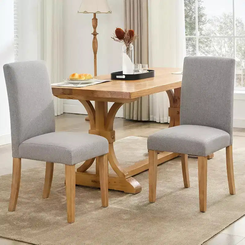 Sedie da pranzo moderne in tessuto, set da 2, schienale curvo imbottito, gambe in legno e capacità di 120 kg, per cucina/sala da pranzo