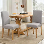 Sedie da pranzo moderne in tessuto, set da 2, schienale curvo imbottito, gambe in legno e capacità di 120 kg, per cucina/sala da pranzo