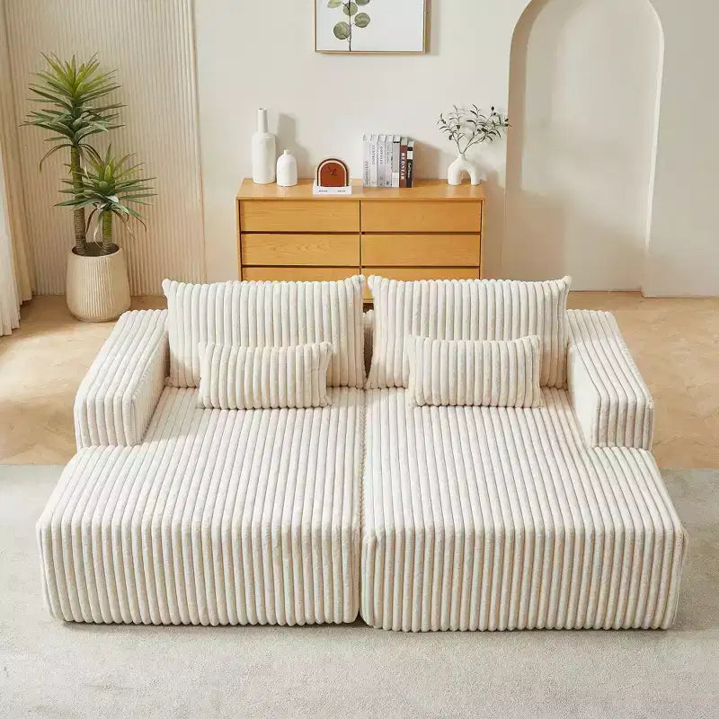 87 Cloud Plush Sectional Chaise: No Assembly, Reclining Sofa Bed - Ideal for Living Room and Bedroom