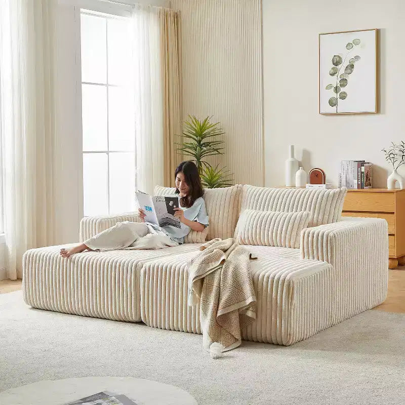 Divano componibile con chaise longue Cloud da 87 pollici: nessun montaggio, divano letto reclinabile - ideale per soggiorno e camera da letto