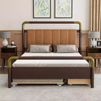 GDFStudio Noah Letto a Piattaforma Queen Size Imbottito in Ecopelle e Legno con Cassetti e Rotelle T-XL