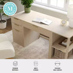 Scrivania modulare Martha Stewart Kayden per ufficio con cassetto singolo, scaffale a 2 ripiani e schedario a 3 cassetti
