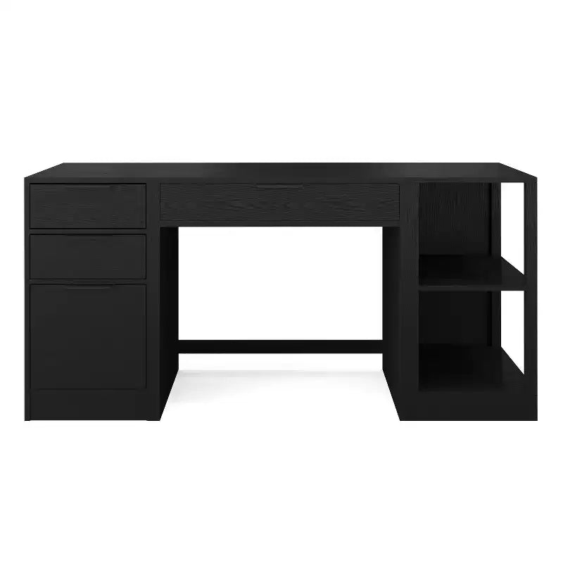 Martha Stewart Kayden Home Office Modular Single-Drawer Desk with 2 Tier Shelf and 3 Drawer File Cabinet
