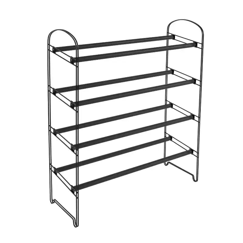 Seville Classics 4-Tier 30-Pair Black Expandable Metal Frame Shoe Rack