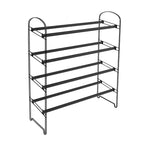 Seville Classics 4-Tier 30-Pair Black Expandable Metal Frame Shoe Rack