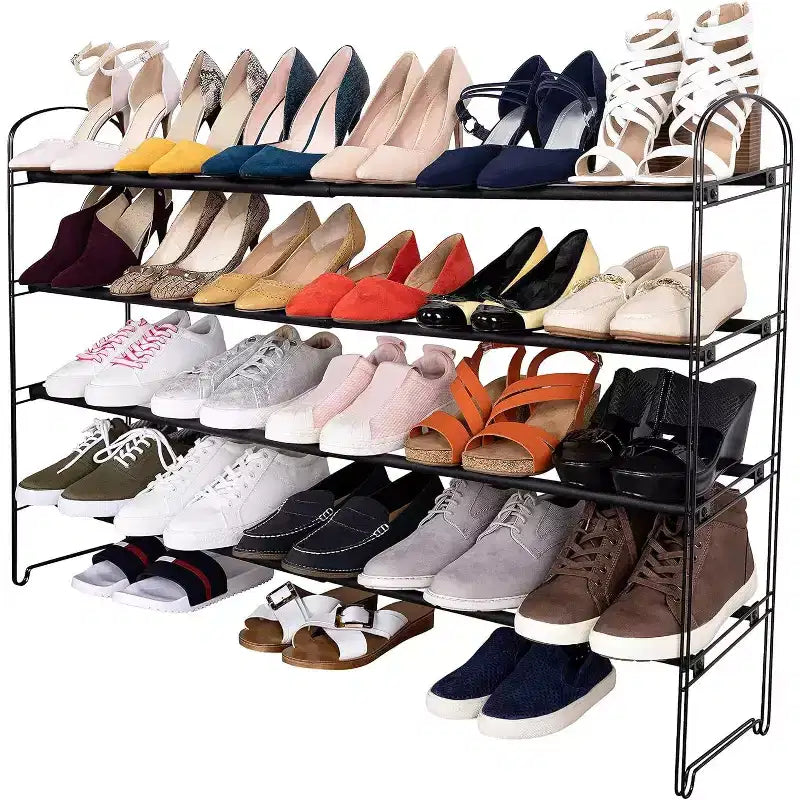 Scarpiera Espandibile a 4 Livelli per 30 Paia di Scarpe in Metallo Nero Seville Classics