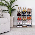 Scarpiera Espandibile a 4 Livelli per 30 Paia di Scarpe in Metallo Nero Seville Classics