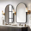 32 x 23 Inch Black Arch Rotatable Hardware Iron Art Frame Wall Mirror Bathroom Mirror