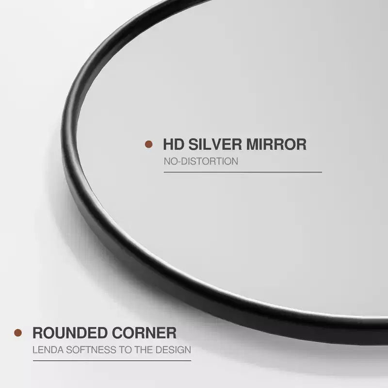 Specchio da parete per bagno con cornice in ferro nero a forma di arco, orientabile, 81 x 58 cm
