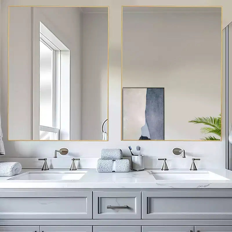 Aluminum Alloy Thin-Edge Right-Angle Gold Hanging Mirror 100*75*2cm(Double-Sided)