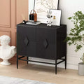 31.5 Black Modern 2-Door Wooden Storage Cabinet with Metal Legs - Two-Tier Accent for Living Room, Entryway, Dining Room