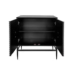 Mobiletto contenitore moderno nero a 2 ante in legno con gambe in metallo, 31,5 pollici - Credenza a due livelli per soggiorno, ingresso, sala da pranzo