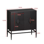 Mobiletto contenitore moderno nero a 2 ante in legno con gambe in metallo, 31,5 pollici - Credenza a due livelli per soggiorno, ingresso, sala da pranzo