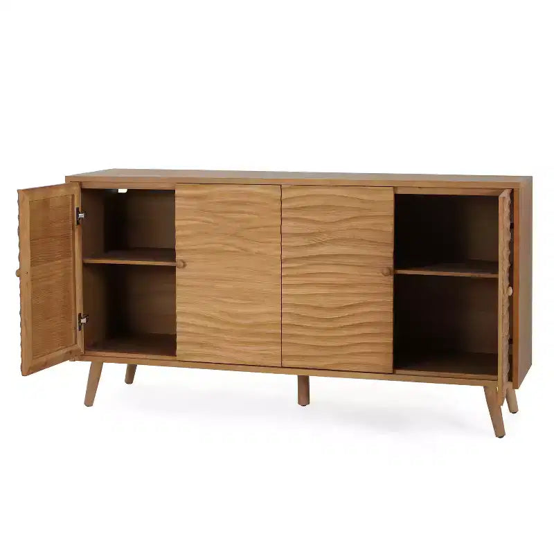 Christopher Knight Home Vilmar Madia a buffet con motivo a onde moderno e due ripiani regolabili