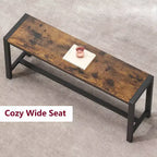 Set tavolo da pranzo per 4, tavolo da cucina con 2 panche in metallo e legno, set tavolo da pranzo rettangolare per spazi piccoli, appartamenti, monolocali