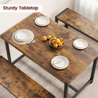 Set tavolo da pranzo per 4, tavolo da cucina con 2 panche in metallo e legno, set tavolo da pranzo rettangolare per spazi piccoli, appartamenti, monolocali