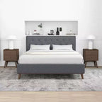 GDFStudio Ian Elegance Upholstered Fabric Platform Bed with Button-Tufted Headboard