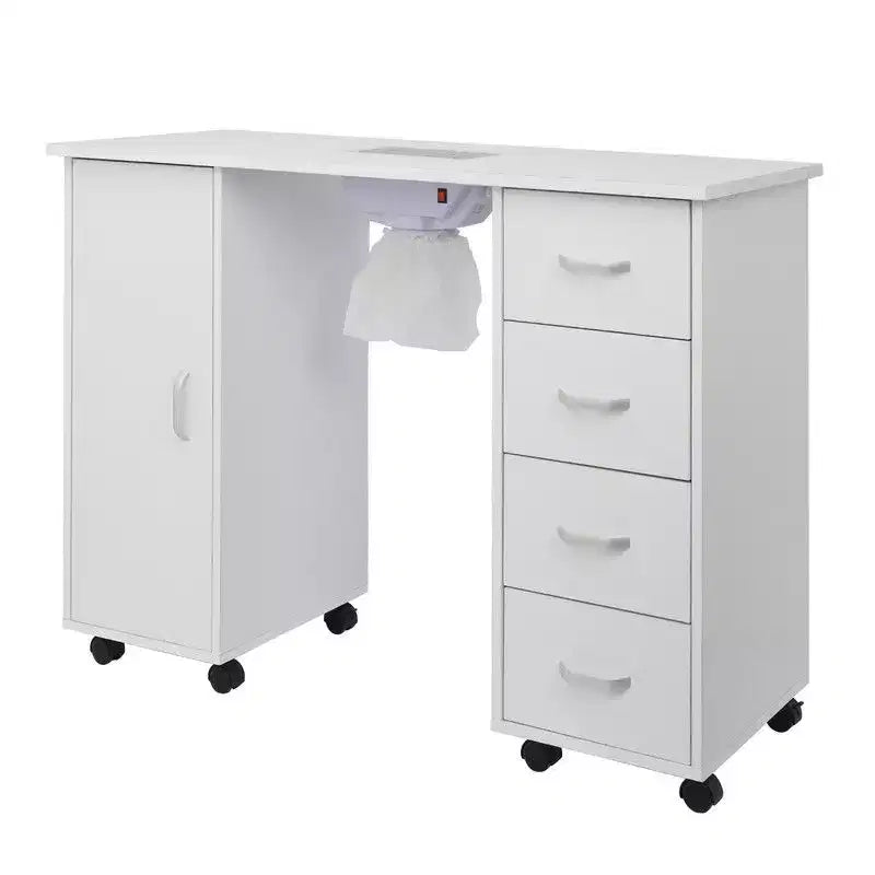 Karl Home | White Nail Table 4 Drawers with Fan