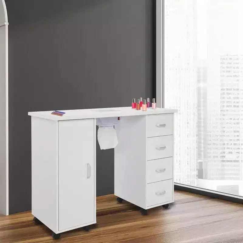 Karl Home | Tavolo Manicure Bianco 4 Cassetti con Ventola