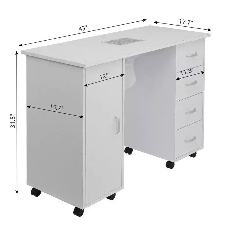 Karl Home | Tavolo Manicure Bianco 4 Cassetti con Ventola