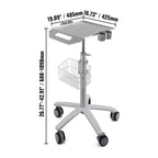 Carrello medico VEVOR, carrello da salone con ruote, carrello mobile regolabile in altezza 26.77-42.91, postazioni da salone in metallo per parrucchieri