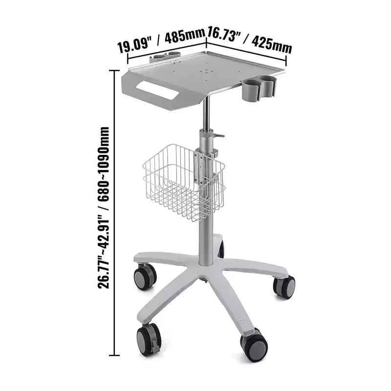 Carrello medico VEVOR, carrello da salone con ruote, carrello mobile regolabile in altezza 26.77-42.91, postazioni da salone in metallo per parrucchieri