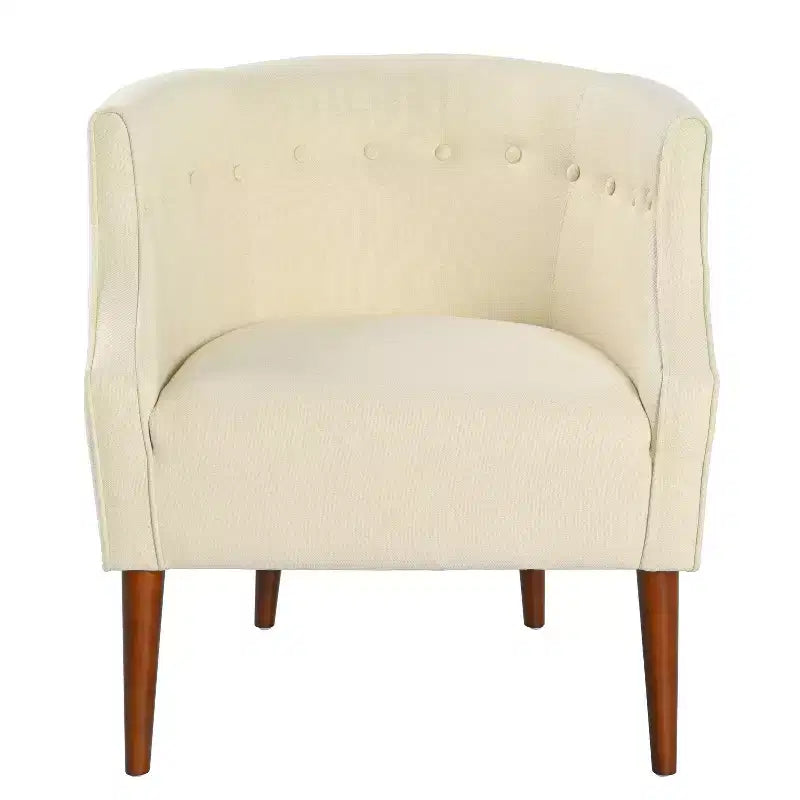Poltrona di design contemporaneo imbottita a curva con bottoni trapuntati Christopher Knight Home Callisto