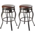 eHemco Swivel Metal Kitchen Counter Height Barstool with Faux Leather Seat, 29 Inches, Black, Set of 2