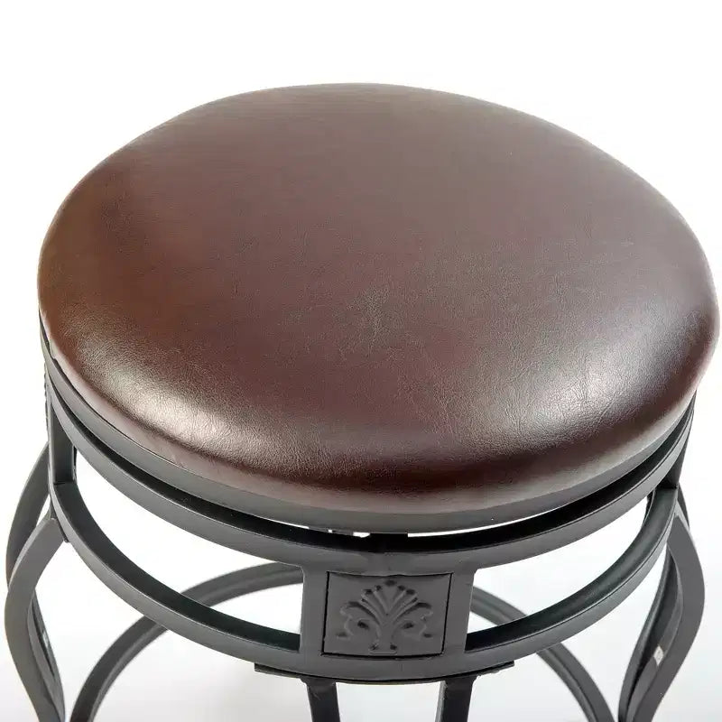 eHemco Sgabello da Bar Girevole in Metallo con Sedile in Ecopelle, Altezza Bancone Cucina, 29 Pollici, Nero, Set da 2
