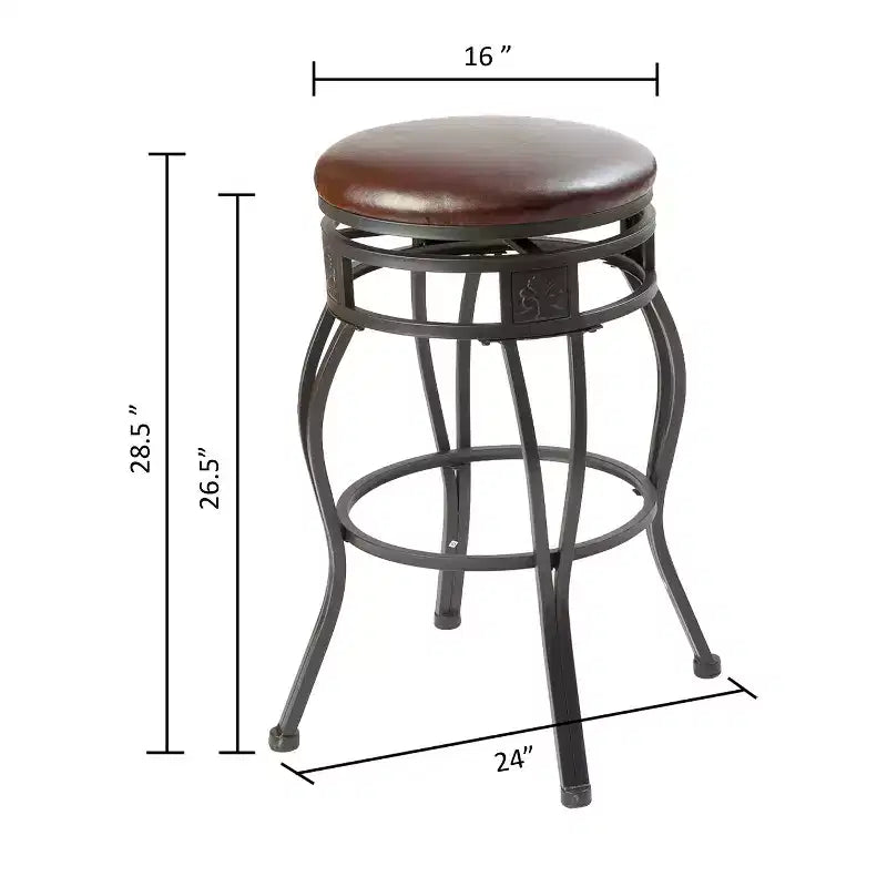 eHemco Sgabello da Bar Girevole in Metallo con Sedile in Ecopelle, Altezza Bancone Cucina, 29 Pollici, Nero, Set da 2