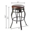eHemco Sgabello da Bar Girevole in Metallo con Sedile in Ecopelle, Altezza Bancone Cucina, 29 Pollici, Nero, Set da 2